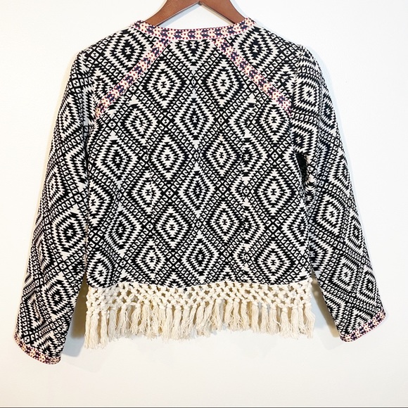 TULAROSA Revolve Santa Fe Fringe Macrame Open Jacket Geo Tribal Aztec Medium - Picture 5 of 7